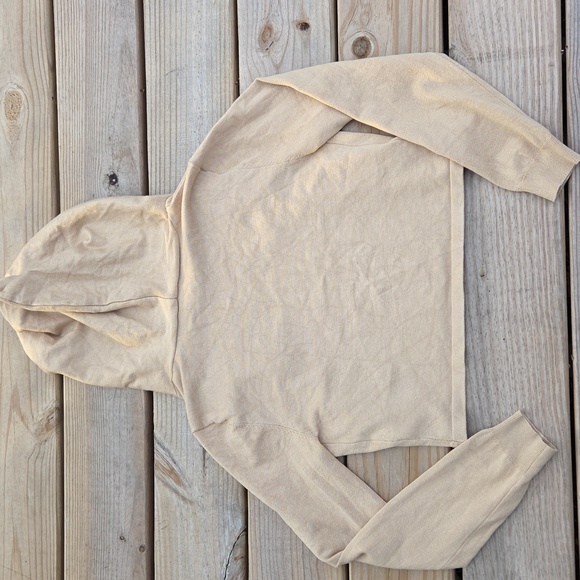 No Boundaries Cropped Tan Cardigan With Hood Size L - Picture 6 of 12